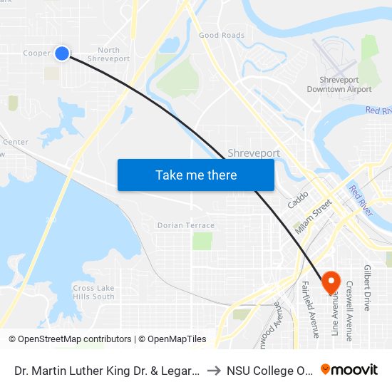 Dr. Martin Luther King Dr. & Legardy St (Outbound) to NSU College Of Nursing map