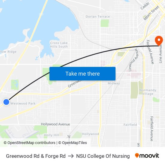 Greenwood Rd & Forge Rd to NSU College Of Nursing map