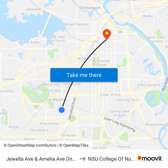 Jewella Ave & Amelia Ave (Inbound) to NSU College Of Nursing map