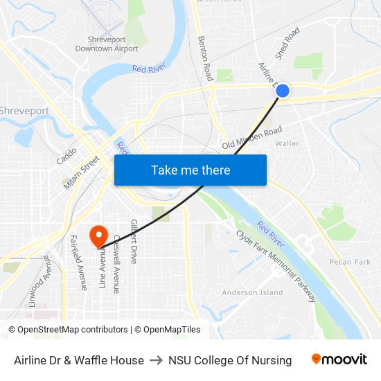 Airline Dr & Waffle House to NSU College Of Nursing map