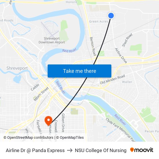 Airline Dr @ Panda Express to NSU College Of Nursing map