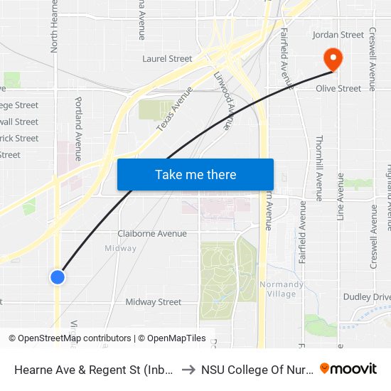 Hearne Ave & Regent St (Inbound) to NSU College Of Nursing map