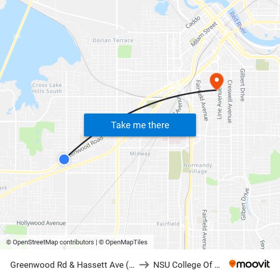 Greenwood Rd & Hassett Ave (Outbound) to NSU College Of Nursing map