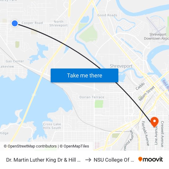 Dr. Martin Luther King Dr.& Hill St (Inbound) to NSU College Of Nursing map