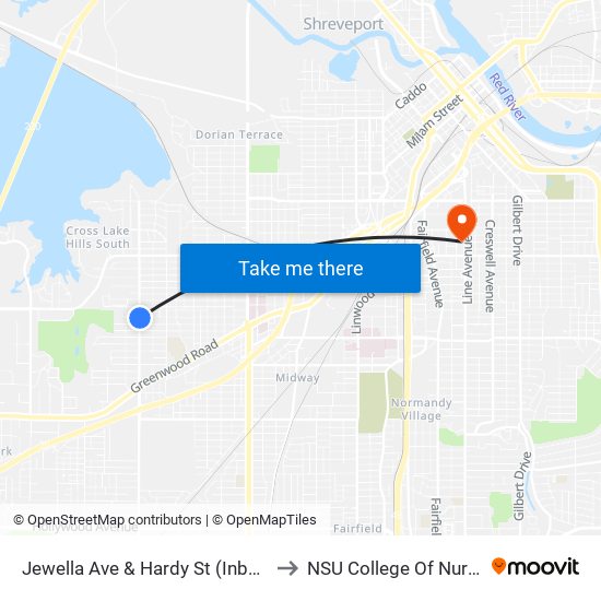 Jewella Ave & Hardy St (Inbound) to NSU College Of Nursing map