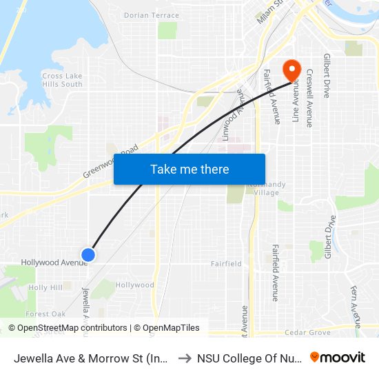 Jewella Ave & Morrow St (Inbound) to NSU College Of Nursing map