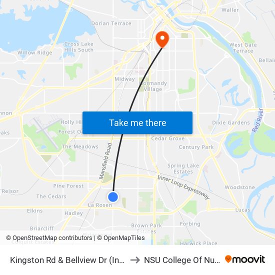 Kingston Rd & Bellview Dr (Inbound) to NSU College Of Nursing map