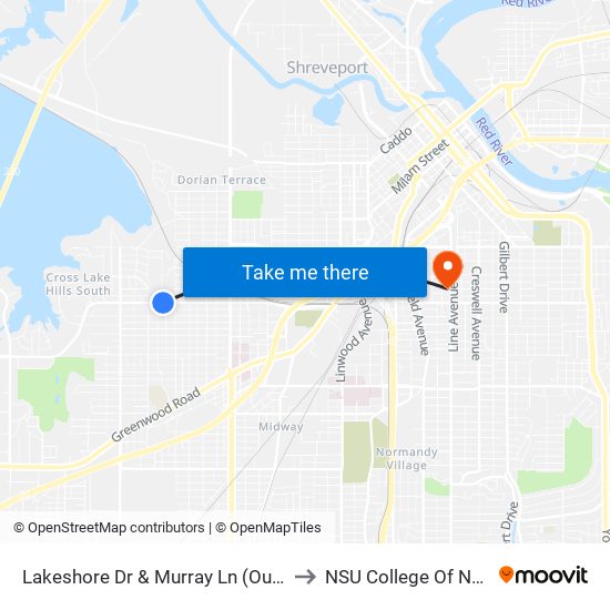 Lakeshore Dr & Murray Ln (Outbound) to NSU College Of Nursing map