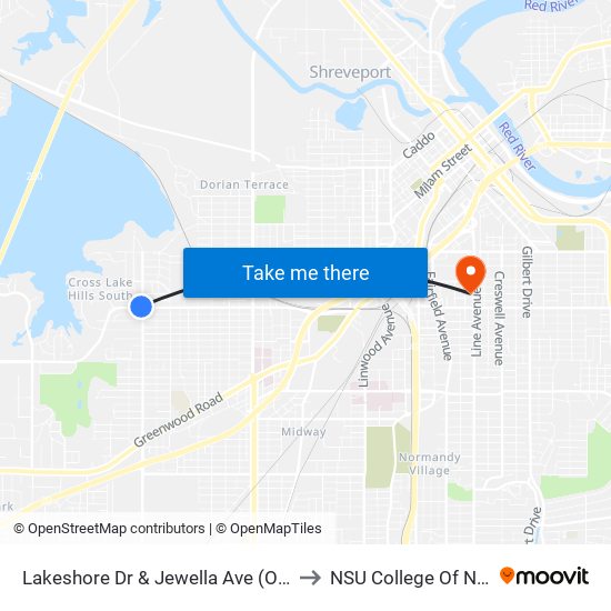 Lakeshore Dr & Jewella Ave (Outbound) to NSU College Of Nursing map