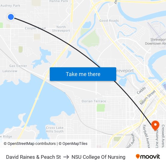 David Raines & Peach St to NSU College Of Nursing map