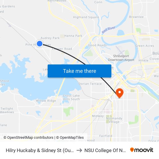 Hilry Huckaby & Sidney St (Outbound) to NSU College Of Nursing map