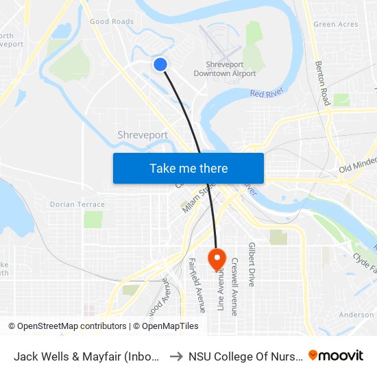 Jack Wells & Mayfair (Inbound) to NSU College Of Nursing map