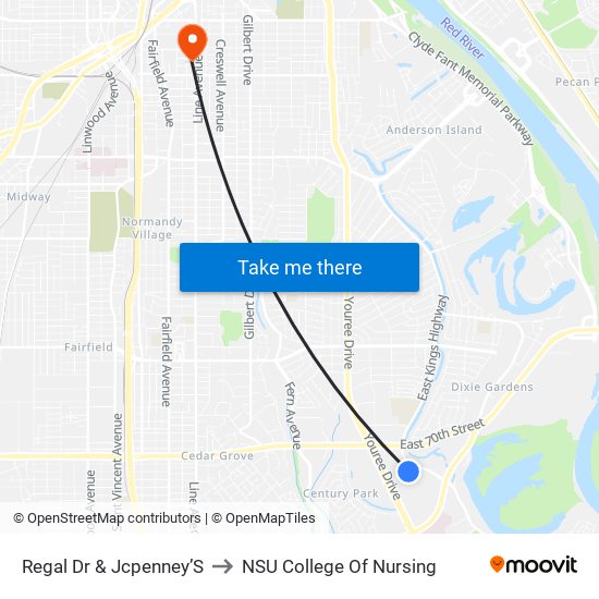 Regal Dr & Jcpenney’S to NSU College Of Nursing map