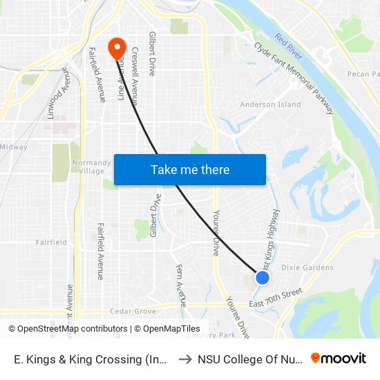 E. Kings & King Crossing (Inbound) to NSU College Of Nursing map