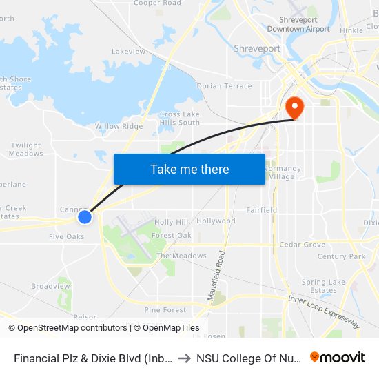 Financial Plz & Dixie Blvd (Inbound) to NSU College Of Nursing map