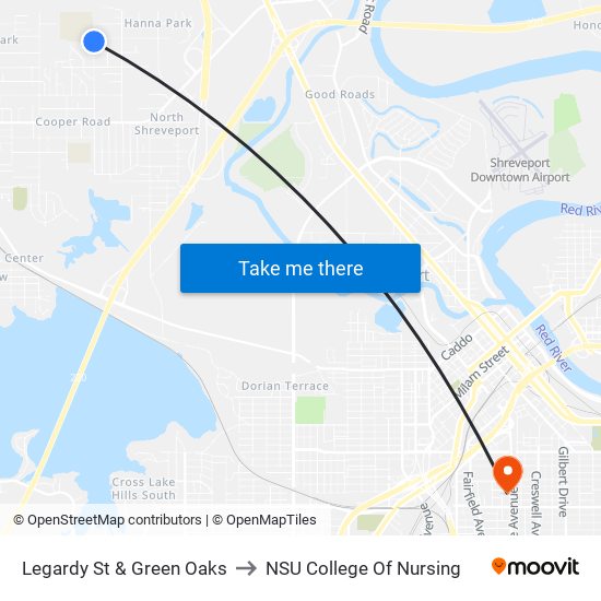 Legardy St & Green Oaks to NSU College Of Nursing map