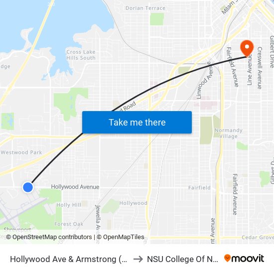 Hollywood Ave & Armstrong (Inbound) to NSU College Of Nursing map