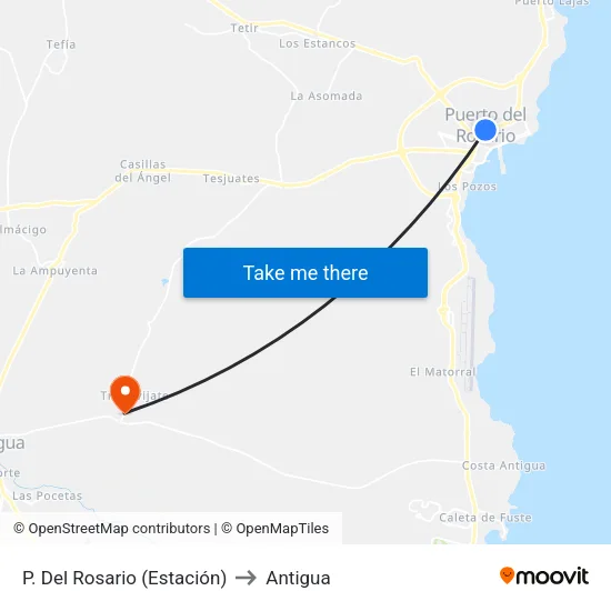 P. Del Rosario (Estación) to Antigua map