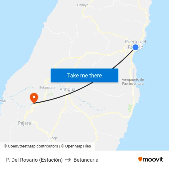 P. Del Rosario (Estación) to Betancuria map