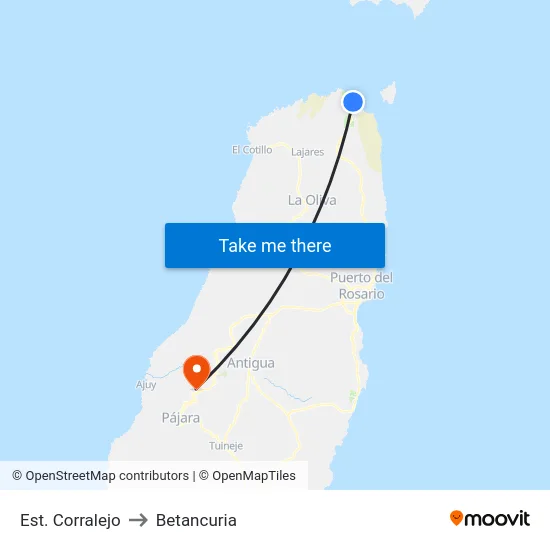 Est. Corralejo to Betancuria map