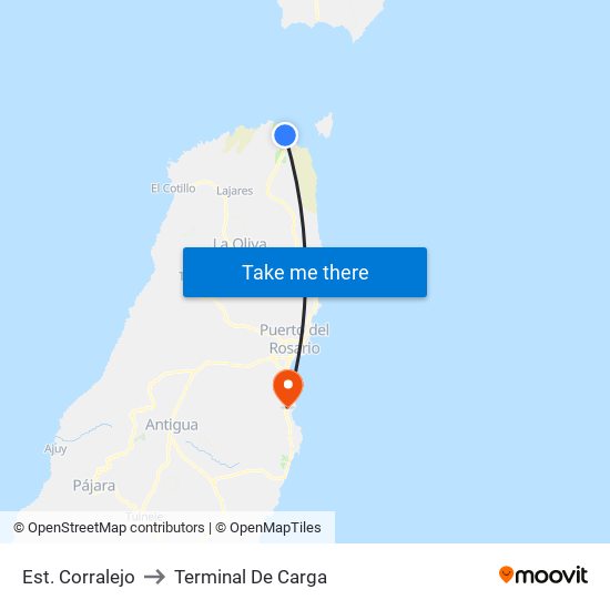 Est. Corralejo to Terminal De Carga map