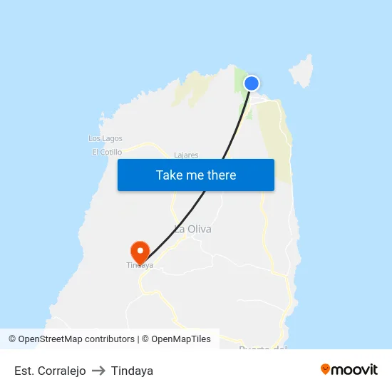 Est. Corralejo to Tindaya map