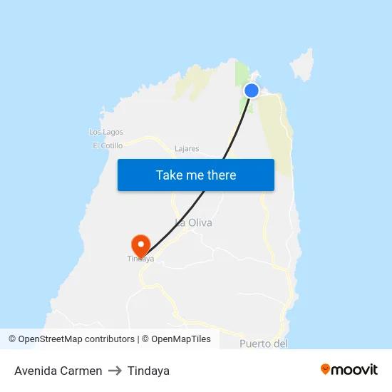 Avenida Carmen to Tindaya map