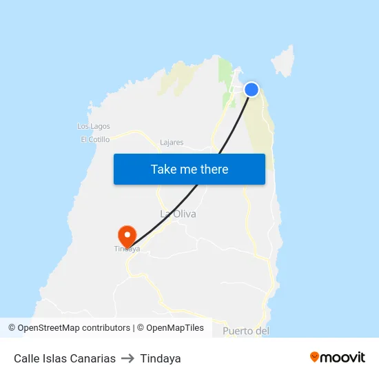 Calle Islas Canarias to Tindaya map