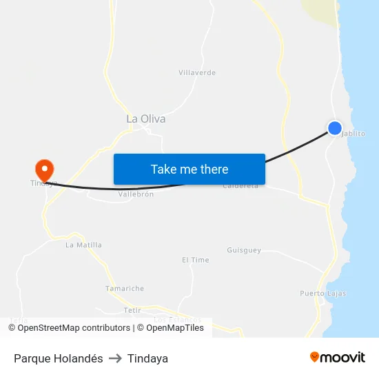 Parque Holandés to Tindaya map