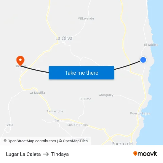 Lugar La Caleta to Tindaya map