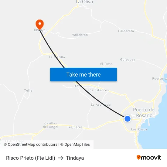 Risco Prieto (Fte Lidl) to Tindaya map
