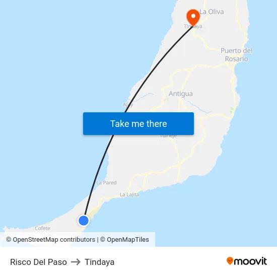 Risco Del Paso to Tindaya map