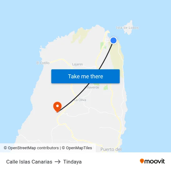 Calle Islas Canarias to Tindaya map