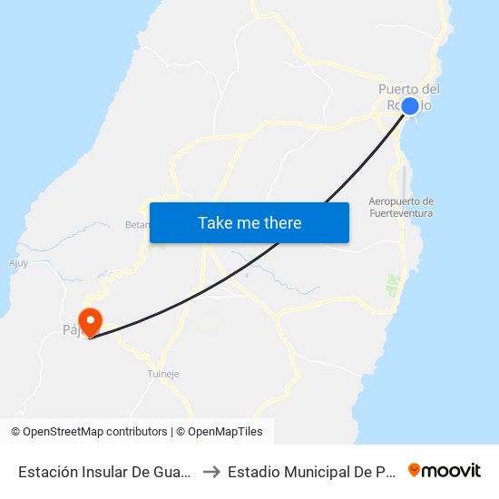 Estación Insular De Guaguas to Estadio Municipal De Pajara map