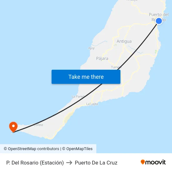 P. Del Rosario (Estación) to Puerto De La Cruz map
