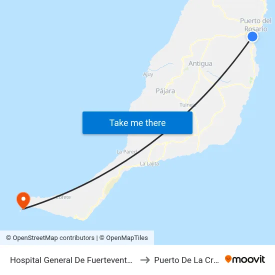 Hospital General De Fuerteventura to Puerto De La Cruz map