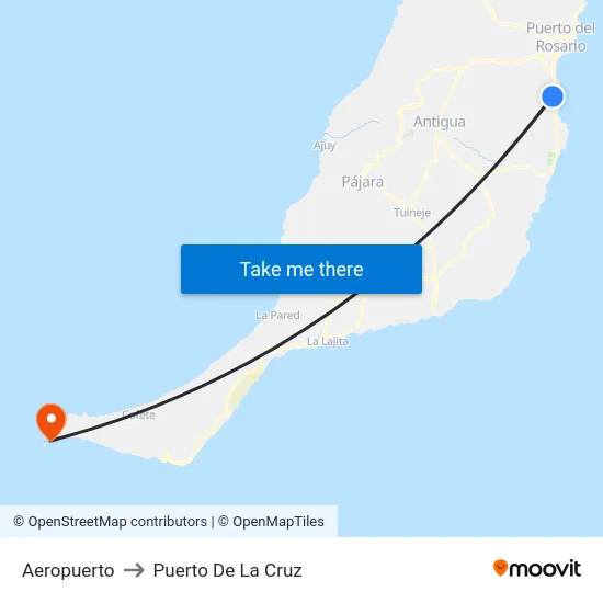 Aeropuerto to Puerto De La Cruz map