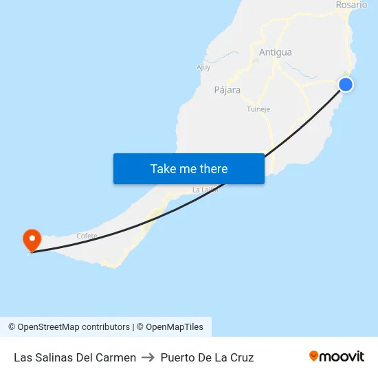Las Salinas Del Carmen to Puerto De La Cruz map