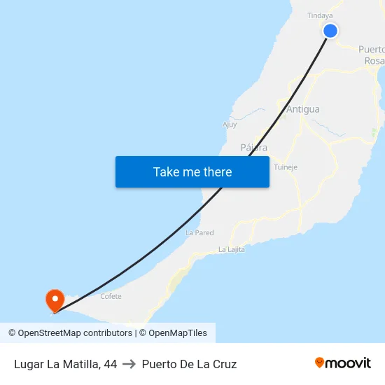Lugar La Matilla, 44 to Puerto De La Cruz map