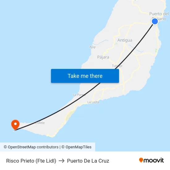 Risco Prieto (Fte Lidl) to Puerto De La Cruz map