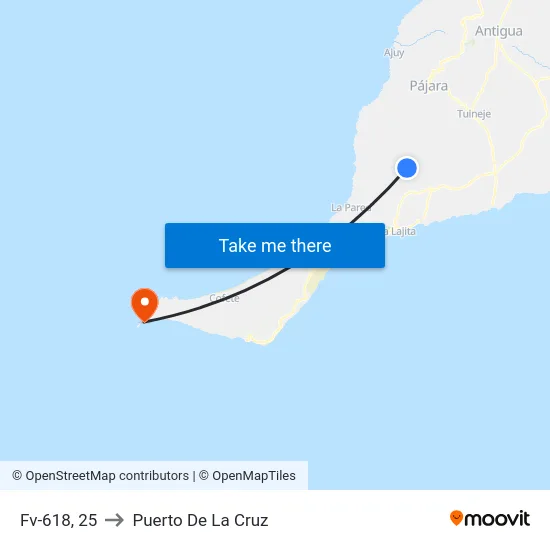 Fv-618, 25 to Puerto De La Cruz map