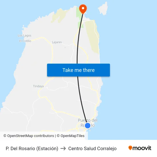 P. Del Rosario (Estación) to Centro Salud Corralejo map