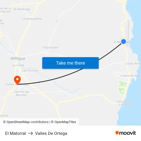 El Matorral to Valles De Ortega map