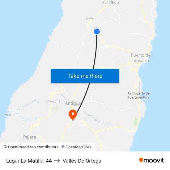 Lugar La Matilla, 44 to Valles De Ortega map