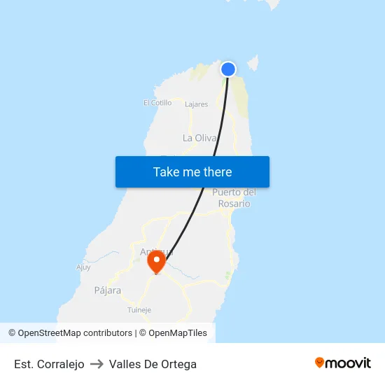 Est. Corralejo to Valles De Ortega map