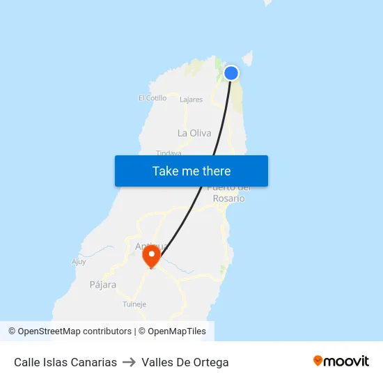 Calle Islas Canarias to Valles De Ortega map