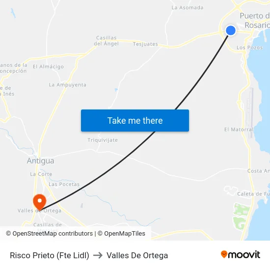 Risco Prieto (Fte Lidl) to Valles De Ortega map