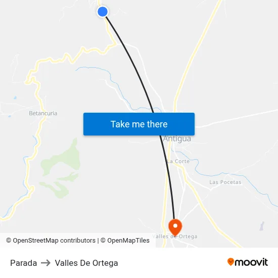 Parada to Valles De Ortega map
