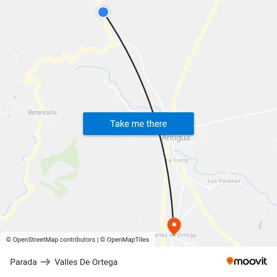 Parada to Valles De Ortega map