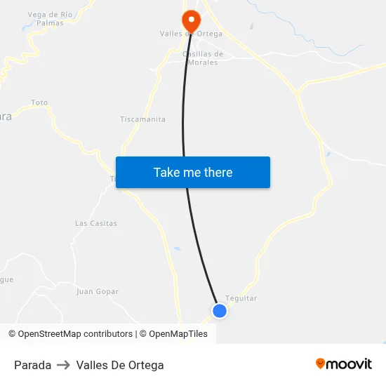 Parada to Valles De Ortega map